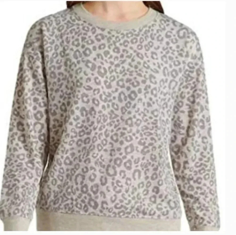 SPLENDID Leopard Print Relaxed Fit Sweatshirt(M)